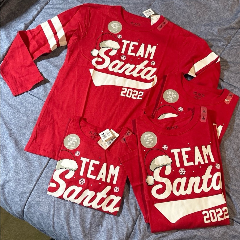 The Children's Place Holiday Graphic T-shirts, long sleeve, TEAM SANTA 2022, NWT